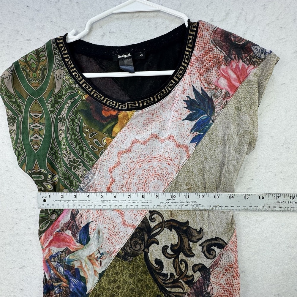 Desigual Womens Artsy Mixed Print Floral Art To Wear XS Garden Fairy Top Lined - Picture 5 of 12